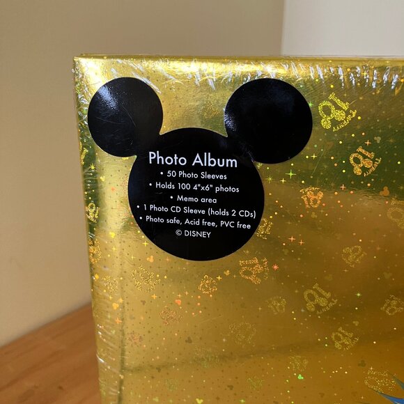 Disneyland Walt Disney World Metallic Gold Ringbound Photo Album w/ 50 Pages NEW - Picture 5 of 6